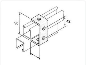 Double Channel C Bracket,  4 Hole